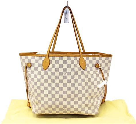 Authentic Louis Vuitton Damier Azur Neverfull MM Tote Bag N41361.